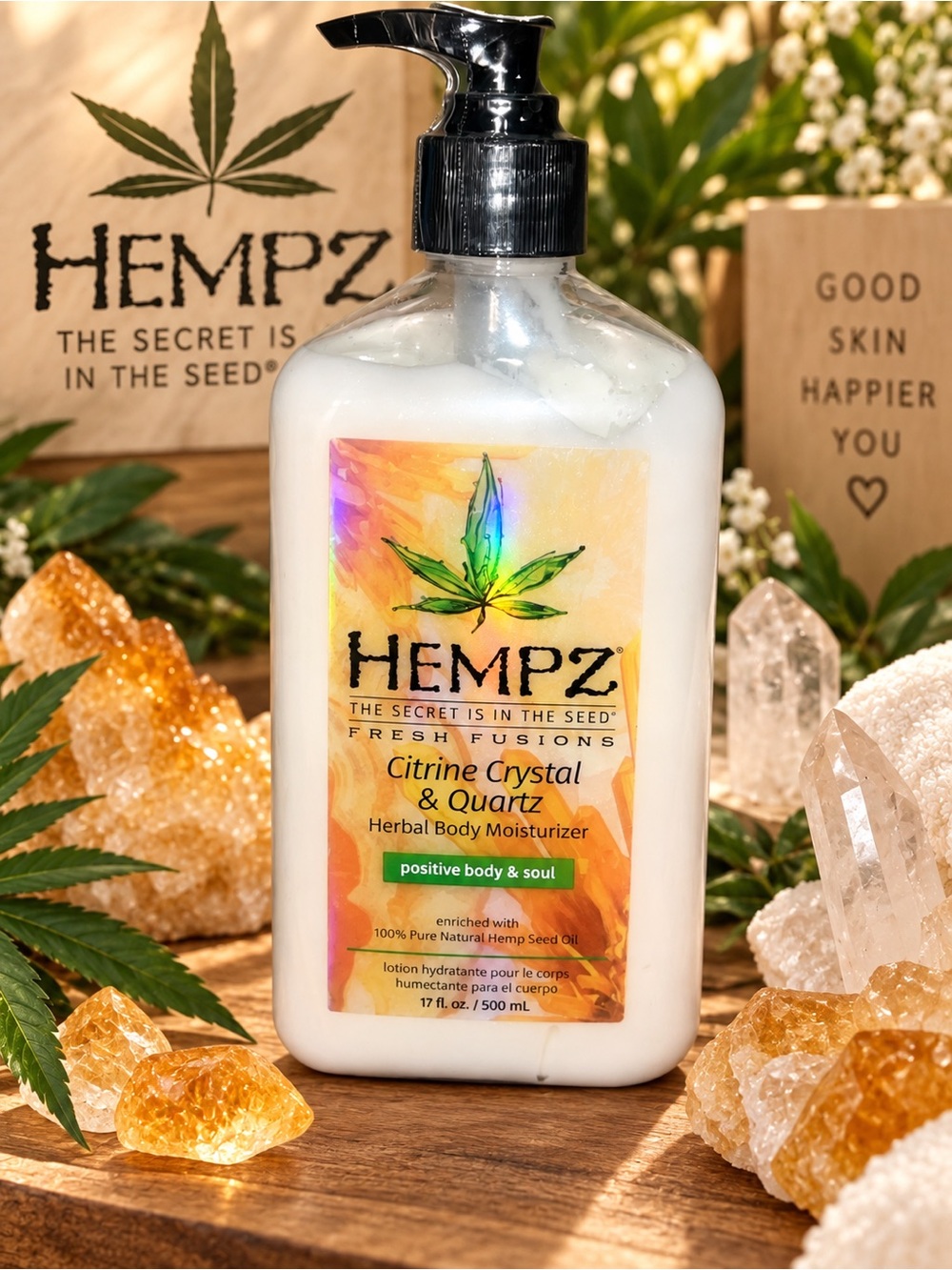 NEW Hempz Citrine Crystal & Quartz Herbal Body Moisturizer 17 oz